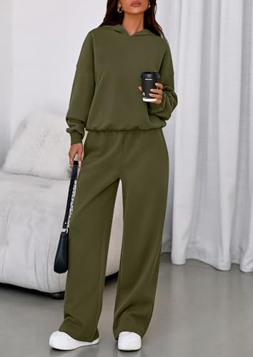 Image of PRETTYGARDEN Womens Sweatsuits 2 Piece Set 2026 Casual Winter Long Sleeve Hoodie Loose Wide Leg Sweatpants Fall Tracksuit