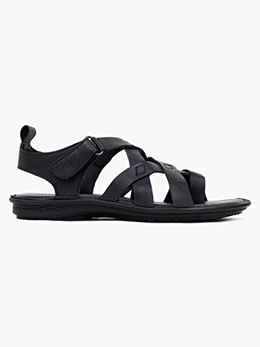 Image of MARDI GRAS Leather Sandals for Men | Casual Sandals with PU Sole & Foam Insole | Adjustable Straps, Breathable Leather Lining