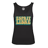 100% coton Débardeur Femme Coton Noir Esprit Libre Bohémien Hippie Liberté