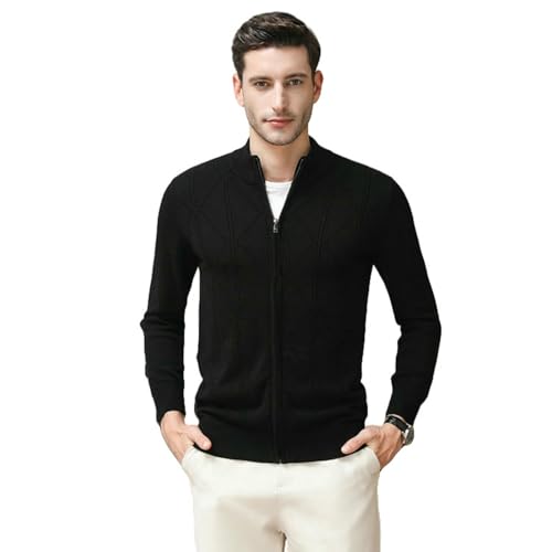 Cardigan en cachemire homme slim col montant zippé style médiéval
