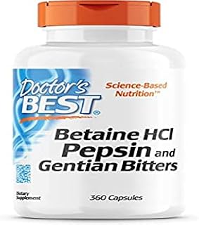 Doctor's Best, Betaine HCl (Betaine Hydrochloride) with Pepsin and Bitter Substances from Gentian, 650mg, 360 Soft Capsules, Highly Dosed, Laboratory-Tested, SOYA-Free, Gluten-Free, Non-GMO
