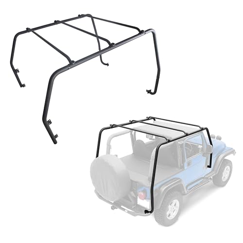 ECOTRIC Top Roof Rack Compatible with 1997-2006 Jeep Wrangler TJ, Rubicon Textured Black Upper