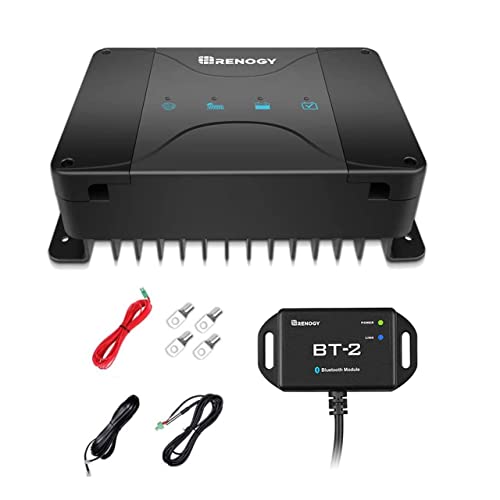 Renogy 12V 50A DC-DC On-board Battery Charger with BT2 Bluetooth Module set Smart Battery Charger with MPPT suitable for Gel AGM and Lithium Batteries in RVs Cars Boats Yachts