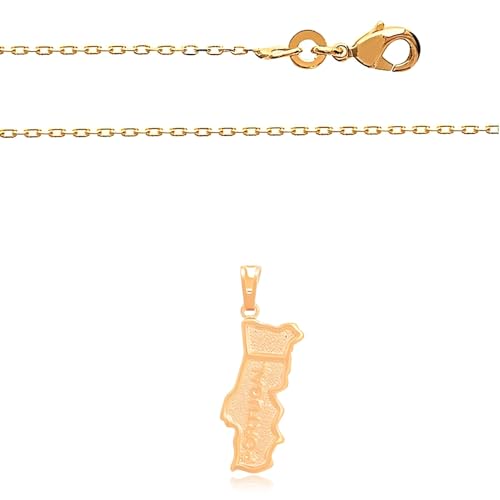 Pendentif carte Portugal plaqué or 3 microns pour un cadeau d'anniversaire