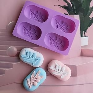 Silicone Soap Mold, 4 Cavity Cat Face Design, Purple and Blue Colors, DIY Handmade Crafts, Reusable BakingMould(Pack OF1)