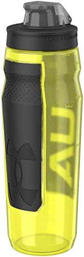 Under Armour 32oz Playmaker Squeeze Water Bottle, Sanitary Cap Cover, High Flow Push/ Pull Nozzle, Non-Slip Grip, Finger Loop Carry, Fits Bike Holder, Cycling, Gym, Hiking, All Sports