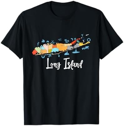 Long Island NY Graphic T-Shirt T-Shirt - Black - Unisex - Small - Modern - Sports - Maternity - Travelling - Short Sleeve - Embroidery - All Seasons - Long Island Theme