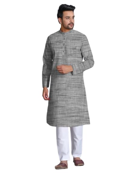 Image of Men's South Cotton Textured Ethnic Kurta Regular Fit Traditional Casual Wear
