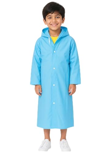 Image of Nephar Kids Waterproof Raincoat for Boys & Girls | Full Length Hooded Rain Wear | Lightweight PVC Monsoon Rain Coat for Children