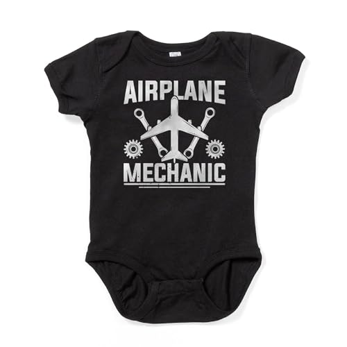 Image of CafePress Airplane Mechanic Aviation Aircraft Mech Body Suit Cute Infant Bodysuit Baby Romper Dark