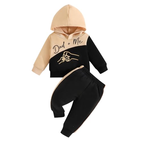 Image of 5t Boy Hoodies Toddler Infant Baby Boy Clothes Long Sleeve Letter Printed Hoodie Tops Sweatsuit (Khaki, 6-9 Months)