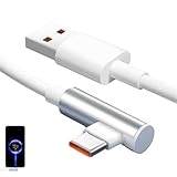 【Chargeur 120W】Le câble de charge rapide USB C est doté d'un connecteur de type C à 90 degrés pour faciliter la connexion à vos appareils et éviter les problèmes de flexion et de casse. Nous adoptons le design du connecteur à 90°, plus ergonomique et facile à manipuler, il ne gêne pas vos doigts lorsque vous jouez à des jeux sur votre smartphone.