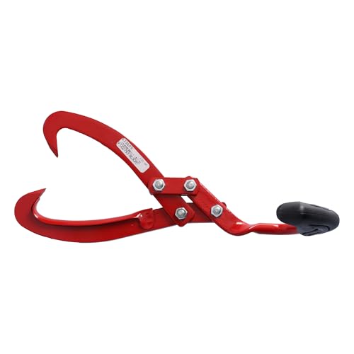 STUBAI Handpackzange 190 mm mit verdrehtem Griff 90° – für Stämme bis Ø180 mm – Qualitätsstahl, pulverbeschichtet, ergonomischer Kunststoffgriff, gezahnte Klingen, mit Öffnungshaken