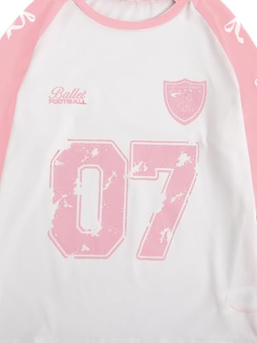 Image of SweatyRocks Girl's Bow Graphic Shirts Long Sleeve Crew Neck Tops Casual Cute Tee Tween Clothes
