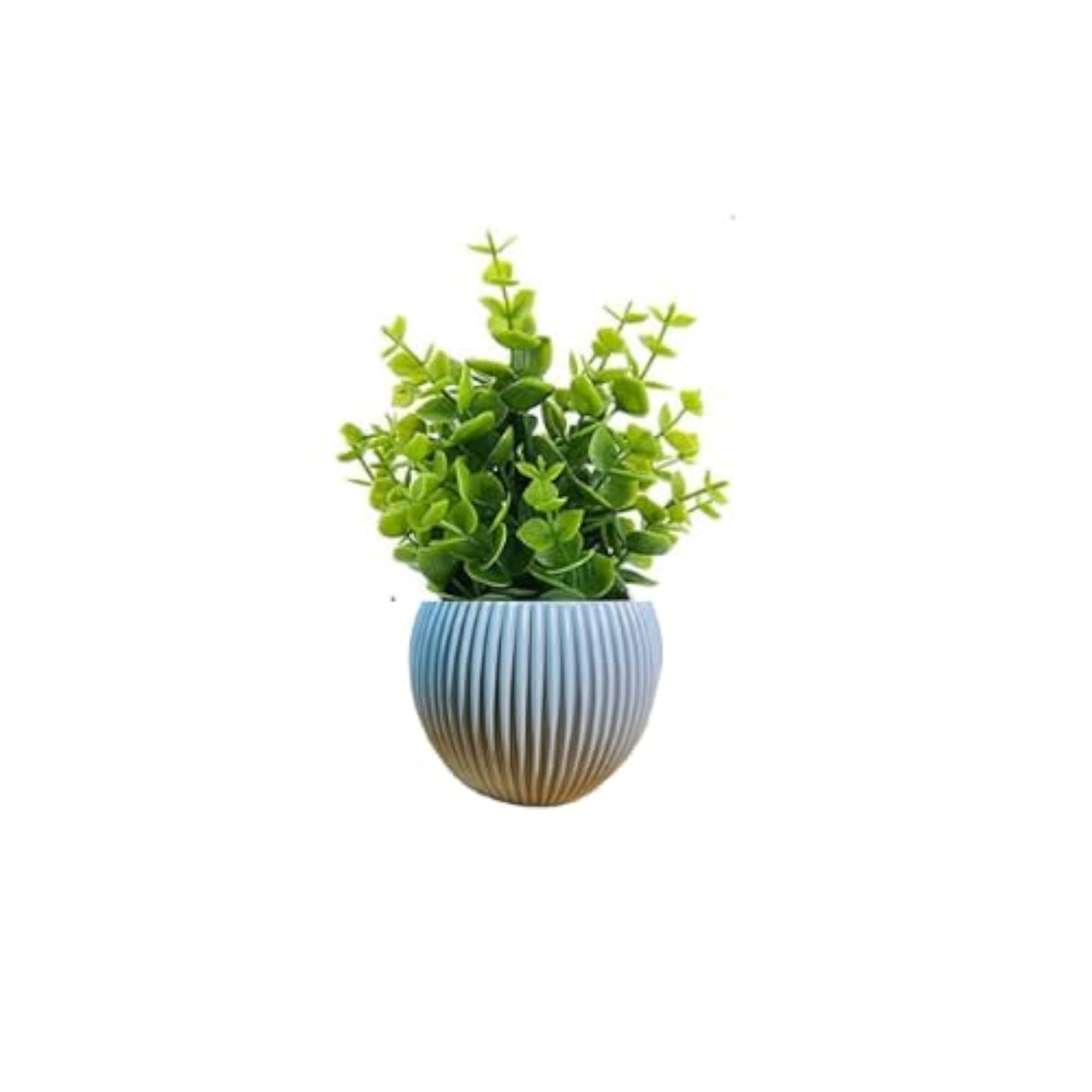Artificial Plants with Decorative Ribbed Pots, Set of 4