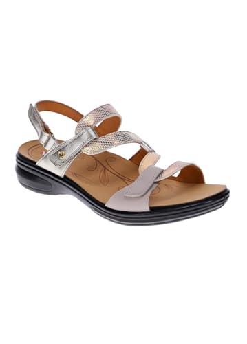 Image of Revere Emerald 3 Women's Sandals - Premium Soft Leather, Adjustable Straps & Contoured Footbed - Orthotic Arch Support for Stylish Comfort & All-Day Wear Mixed Metallic 12-12.5 M US