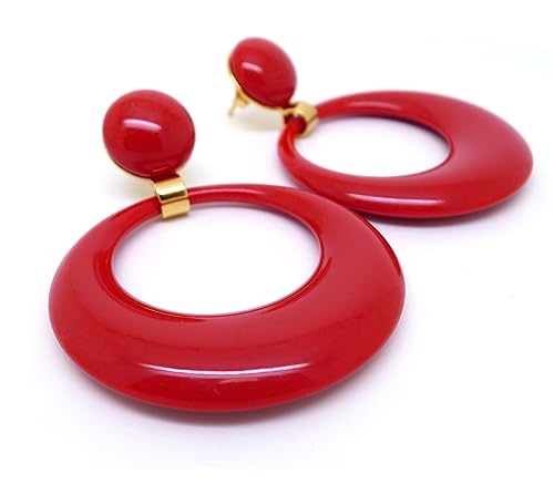 Boucles d'oreilles Palette Rouge Piment rétro en émail vibrant pour sublimer vos tenues