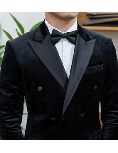 Mens Velvet Blazer Jacket Double Breasted Slim Fit Sport Coat Business Formal Wedding Casual3