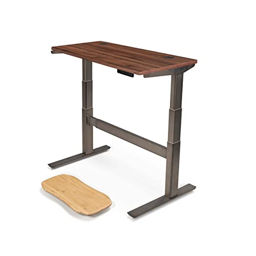 UPLIFT DESK Walnut Laminate (48 x 24 inch) Standing Desk 2-Leg V2-Commercial Adjustable Stand Up C-Frame (Industrial Style), Advanced Keypad, Wire Grommets, Wire Tray, Rocker Board
