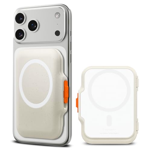 Spigen Tintap (MagFit+) Magnetic Card Holder up to 6 Cards, Hard Shell MagSafe & Pixelsnap Wallet Case Compatible with iPhone 17/16/15/14/13/12 Models, Pixel 10 Series - Dune Beige