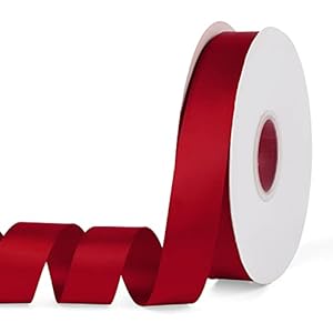 YBLANDEG Solid Color Wine Red Satin Ribbon 1 inch X 50 Yards,Double Faced Polyester Fabric Ribbon for Gifts Wrapping, Wedding, Party, Hair, Crafts, Bows, DIY Decor Ornaments
