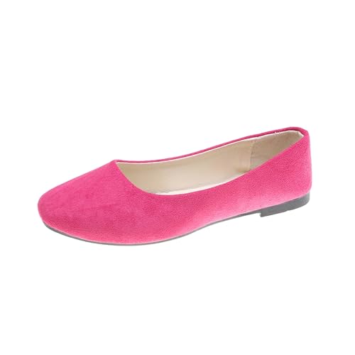 Flat Shoes for Women Pointed Toe Ballet Flats Dressy Suede Work Flats Casual Business Loafer Fashion Slip On Short Boots Comfortable Walking Dance Boot Hot Pink