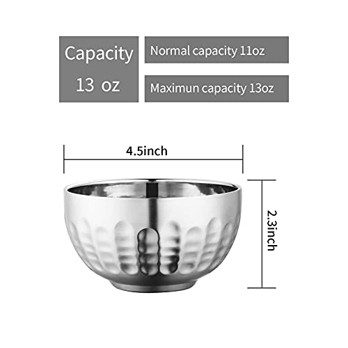 Senlyde 13Oz Stainless Steel Bowls 18/8 Metal Double-Walled Insulated Snack Ice Cream Rice Multipurpose And Easy To Clean Set Of 5 #TOP1