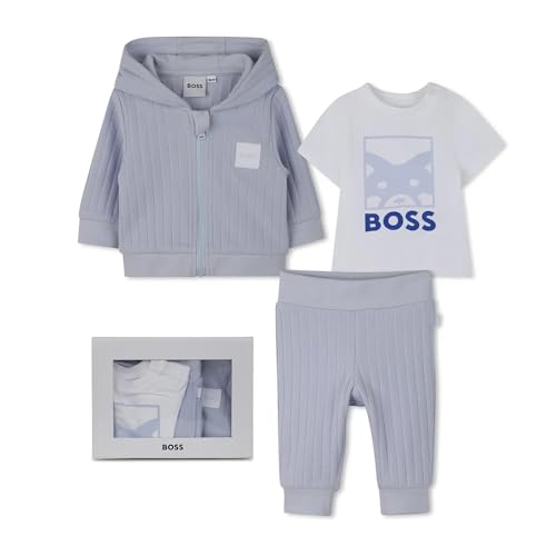 Coffret cadeau de naissance bébé garçon ensemble bleu t-shirt gilet pantalon