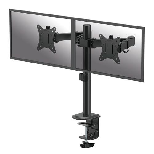 Image of Fellowes Everyday Adjustable Dual Monitor Arm - Holds Two Screens up to 32 inch (inch) Weighing 19.84 lbs Each, Tilt, Swivel, Rotate, VESA 75 /100, Clamp or Grommet Mount, Cable Management