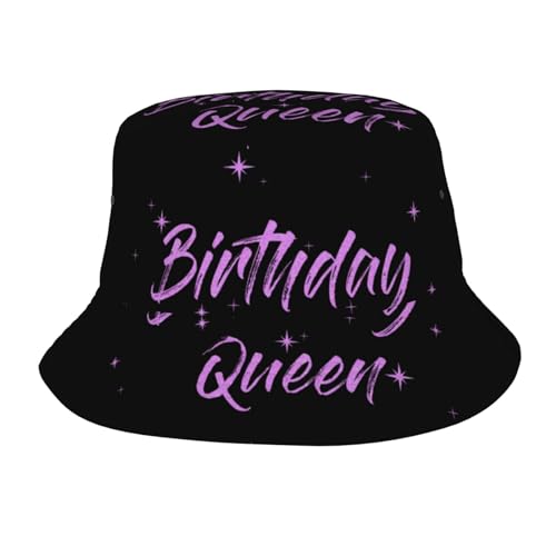 Image of Birthday Queen Birthday Bucket Hat for Women Men Birthday Hat Beach Travel Sun Hat Packable Fisherman Cap for Travel Hiking