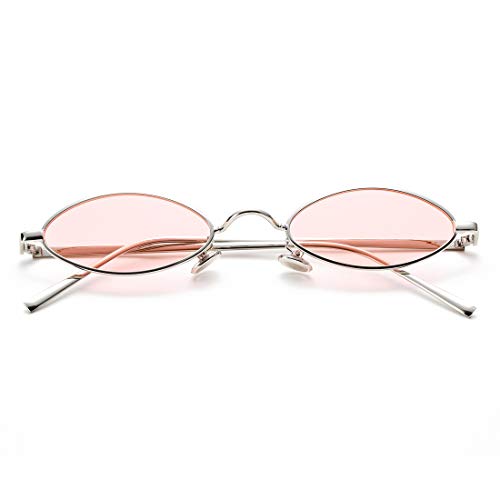 Image of COASION Vintage Small Oval Aesthetic Sunglasses Retro for Women Men Hippie Cool Metal Frame Sun Glasses