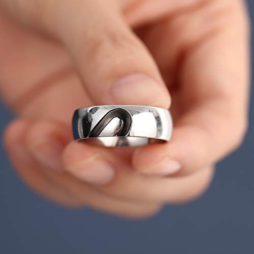 Personalized Couples Promise Rings Set for Him and Her with Free Engraving, Stainless Steel, Silver-(couple ring set)3