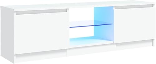 vidaXL Meuble TV avec lumières LED Blanc 120x30x36 cm 