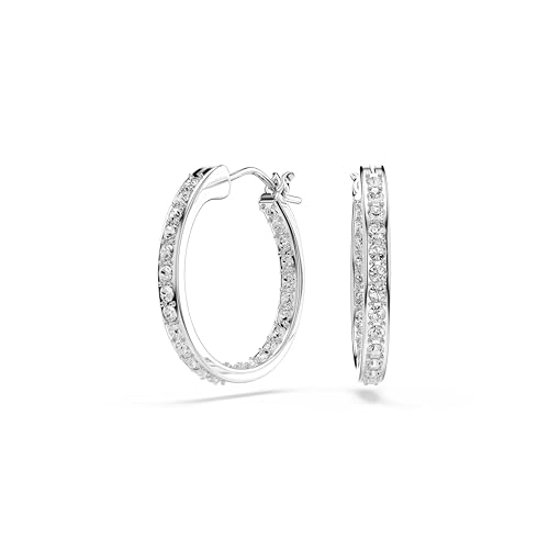 Swarovski Orecchini a cerchio Sommerset, Bianchi, Placcato rodio