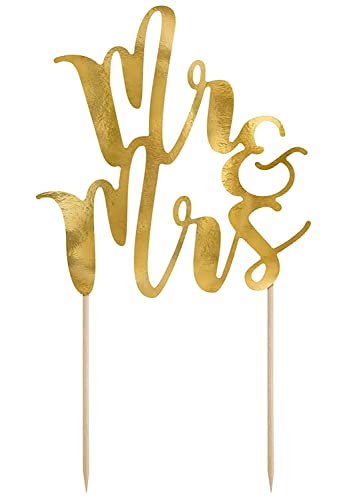 Cake Topper Mr Mrs Kuchenstecker Deko Hochzeit Verlobung Kuchendeko Dekoration für Hochzeitskuchen Mr Mrs Gold