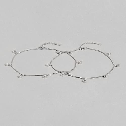 ZAVYA 925 Sterling Silver Cubic Zirconia CZ Drop Adjustable Rhodium Plated Chain Anklet (Pair) | Gift for Women & Girls | With Certificate of Authenticity & 925 Hallmark - Image 4