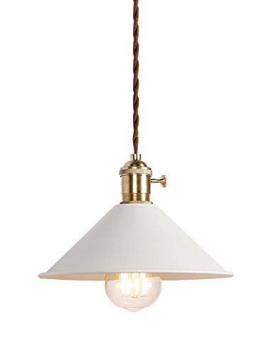 Azanaz Lámpara colgante de 20,5 cm de diámetro con bombilla E27, exterior blanco e interior blanco, para salón, comedor, restaurante, sótano, etc.