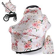 Image of DSYJ Nursing Covers for Breastfeeding Poncho Cover, Soft & Breathable Fabric, 360° Full Privacy Universal Fit Multi Use 8-in-1 for Baby Car Seat Cocoon Feeding Canopy White