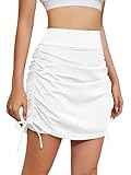 Picture of Cakulo Athletic Skorts for Woman Plus Size Skort Knee Length Swim Golf Tennis Skirts Pocket Casual High Waist White 2XL