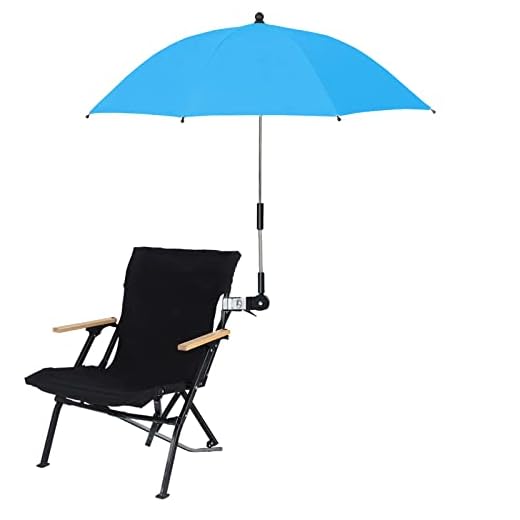 RENXR Chair Umbrella with Clamp, Universal Adjustable Beach Chair Umbrella UV Protection Sunshade Umbrella for Strollers Wheelchairs Patio Chairs, Blue, 21.7 inch