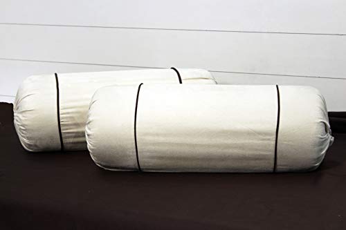 Image of AURAVE Suede 300 TC Printed Bolster Cover with Drawstring Closure, Set of 2, Soft Breathable Durable Machine Washable for Sofa Bed & Home Decor, 15 inchx30 inch, Cream | Cover Only