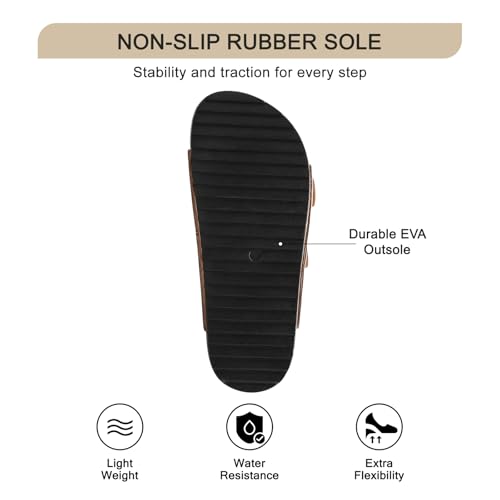 Women's Platform Sandals With Cork Footbed Adjustable Double Buckle Suede Chunky Sandals for Summer Shoes Fashion Thick Soled Mules Slides Beach Wide Widths Studded Sandals Walking Footwear3