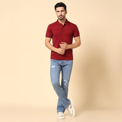Image of INKKR Men's Collared Neck Stylish Half T-Shirt