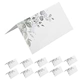 ROMISBABA 100 Faltbare Sitzplatzkarten aus Karton 9X10cm Leere Tischkarten mit Aquarell Blattmotiv für Hochzeit Babyparty und Bankett Personalisierbare Platzkarten zur Tischdekoration
