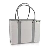 meori Office Tote Bag Carry Laptop Essentials Sturdy Bottom Stays Upright 3 Handy Pockets (Natural Sand)