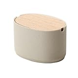 ideaco (イデアコ) 小物 卓上 蓋付き 収納 幅21.5✕奥行15.5✕高さ13.5cm Oval Box M High stone sand white/オーバルボックス Mサイズ 高 ストーンサンドホワイト