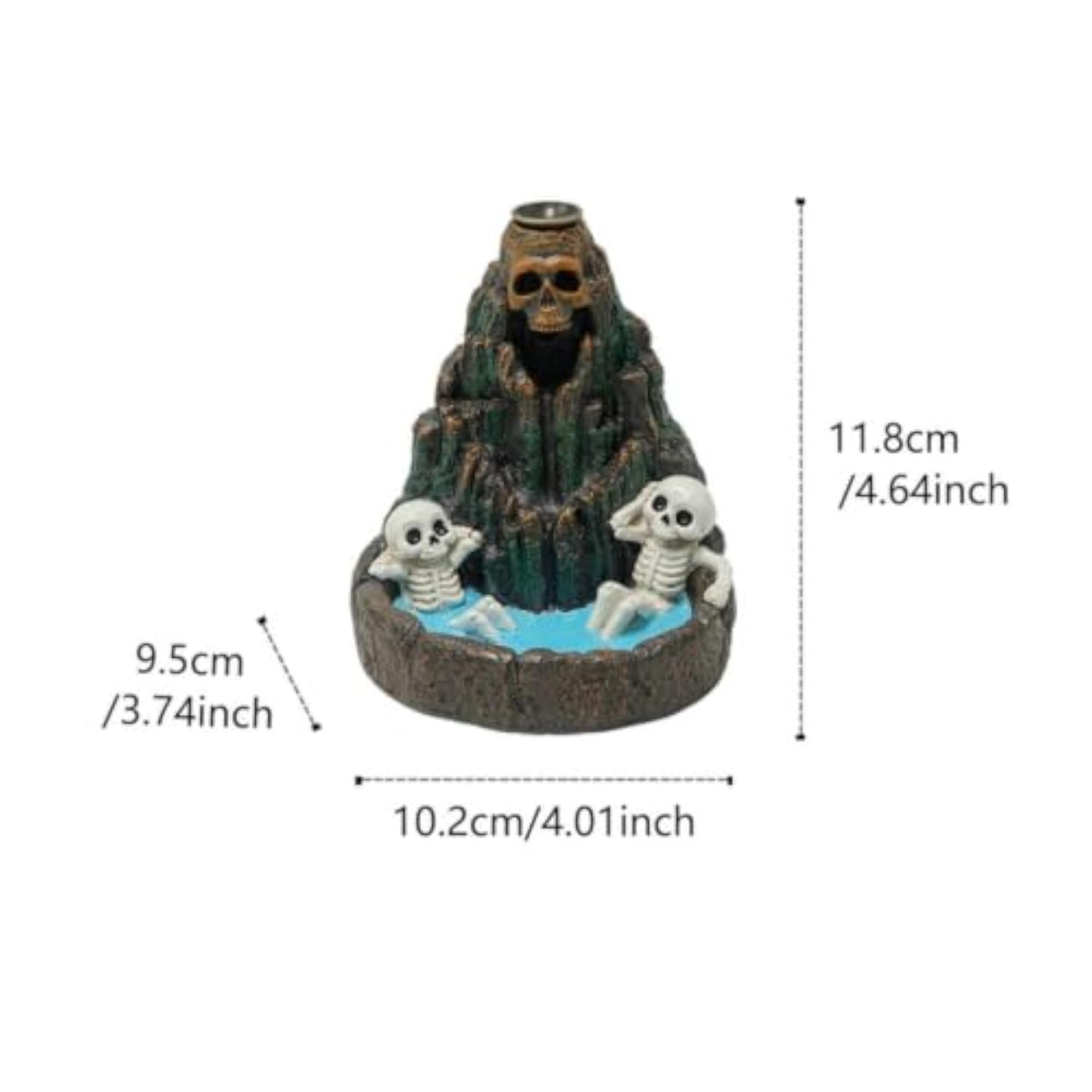 Goth Cranium Backflow Scent Burner with Dramatic Smoke Effect