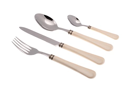 Rivadossi Giulietta Panna - Set di Posate per 6 Persone, 24 Pezzi - 100% Made in Italy, Artigianalità e Design - Acciaio Inox 18/10