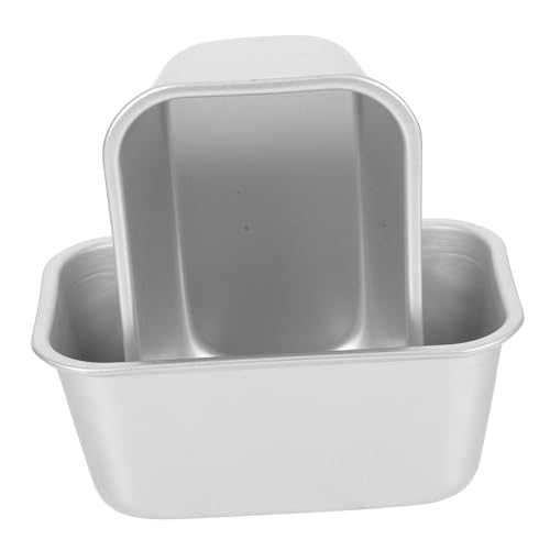 Mikinona 2-piece Aluminum Alloy Cake Molds Rectangle Toast Box Non-stick for Cheesecake Brownies Baking Stainless Steel