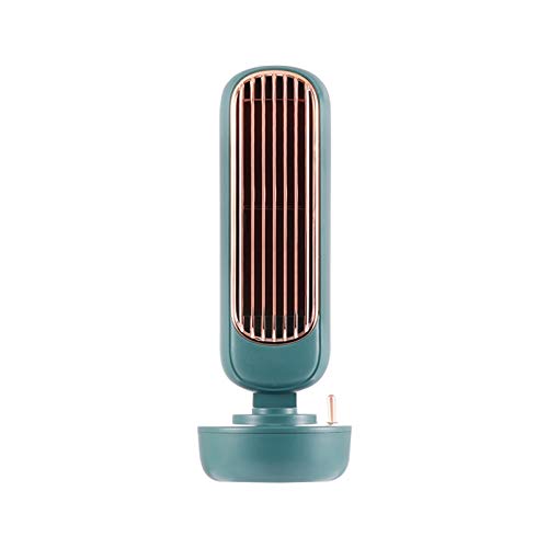 LISAY Humidification Tower Fan with 220ml Three-speed Wind Timing Bedroom Spray Retro Style 2-in-1 Cooling Air Fan with USB Charger for Bedroom Home Office Air Cooler (Green)